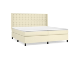 Cama com Molas e Colchão Couro Artificial Cor Creme MAISON EXCLUSIVE (200x200 cm)