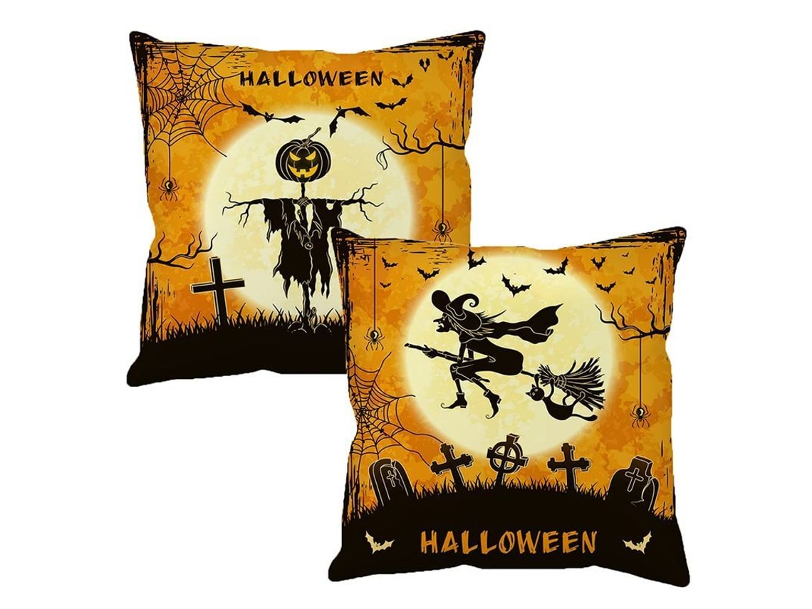 2026-fronhas De Travesseiro De Halloween 45x45cm Amarelo Decorativas Para Sofá Cama Lar Carro