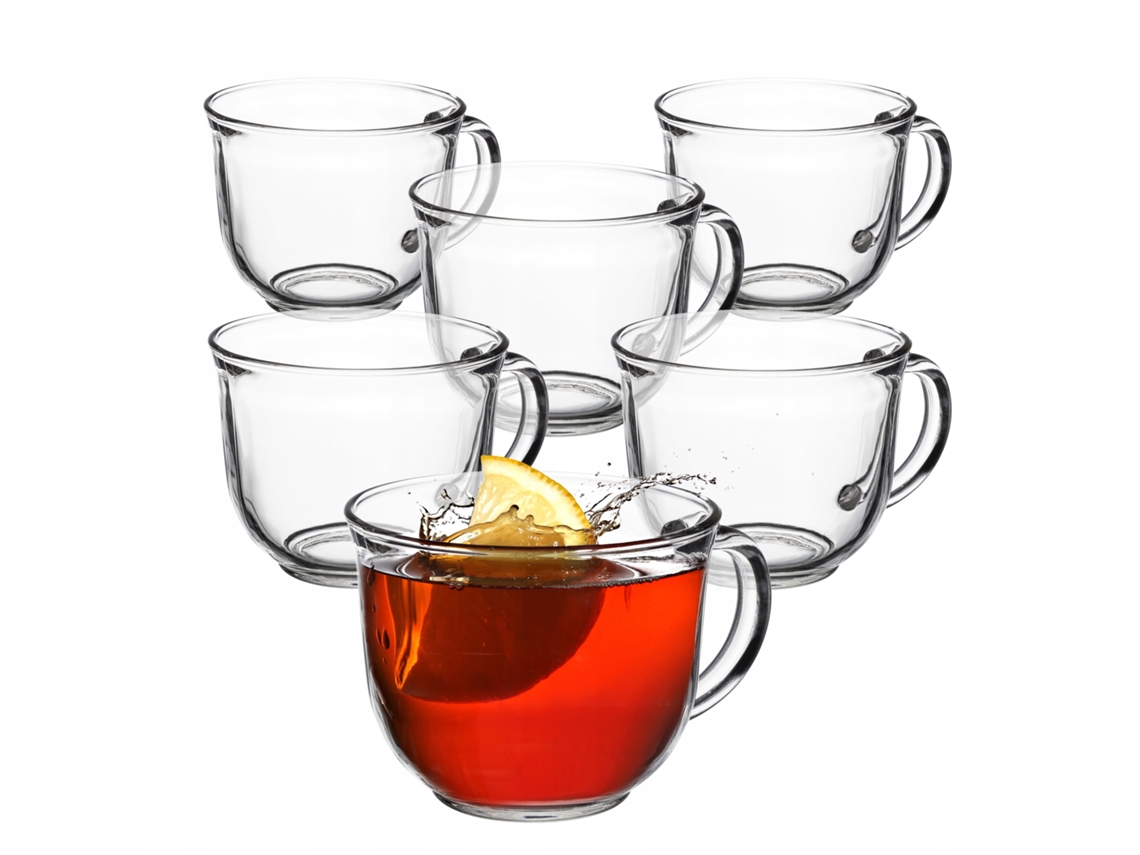 Copos para Café e Chá 480 ml Jogo com 6 Xícaras de Vidro com Alças Kadax