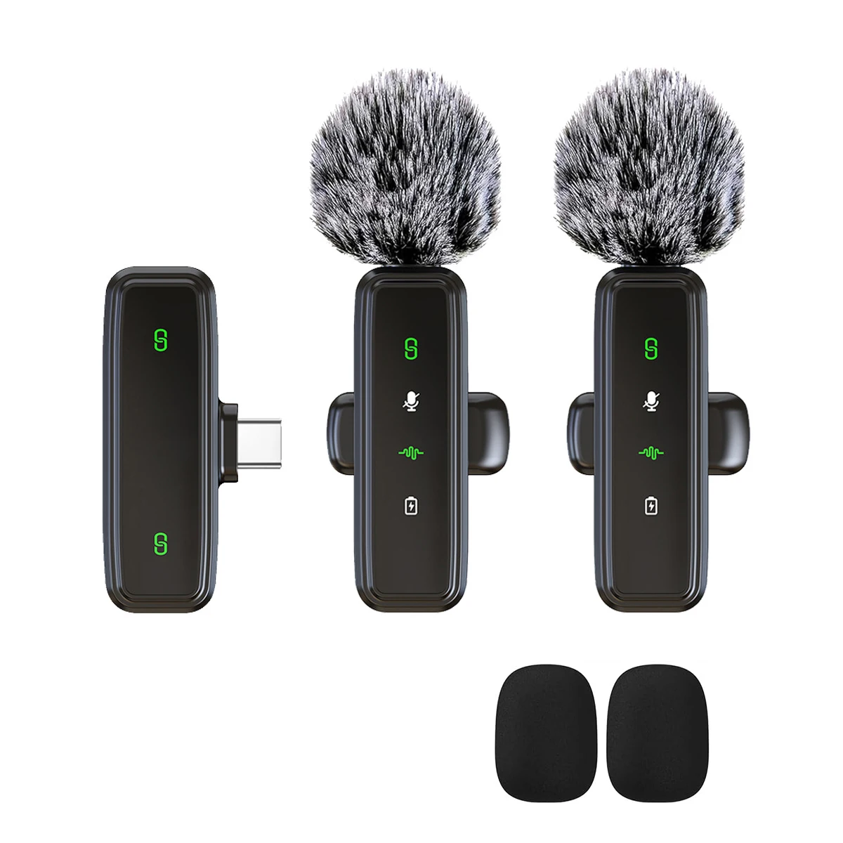 Microfone Sem Fio de Clip MDUG, Redução de Ruído, para Transmissões e Gravações, Dois Montados, Branco