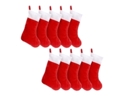 Conjunto De 10 Meias De Natal De Feltro Vermelho, Organizador Para Meias, Ideal Para Guardar Presentes Em Casa Ou Na Lareira. Hengjian