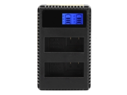 Carregador Dual De Bateria Com Tela Lcd E Cabo Usb