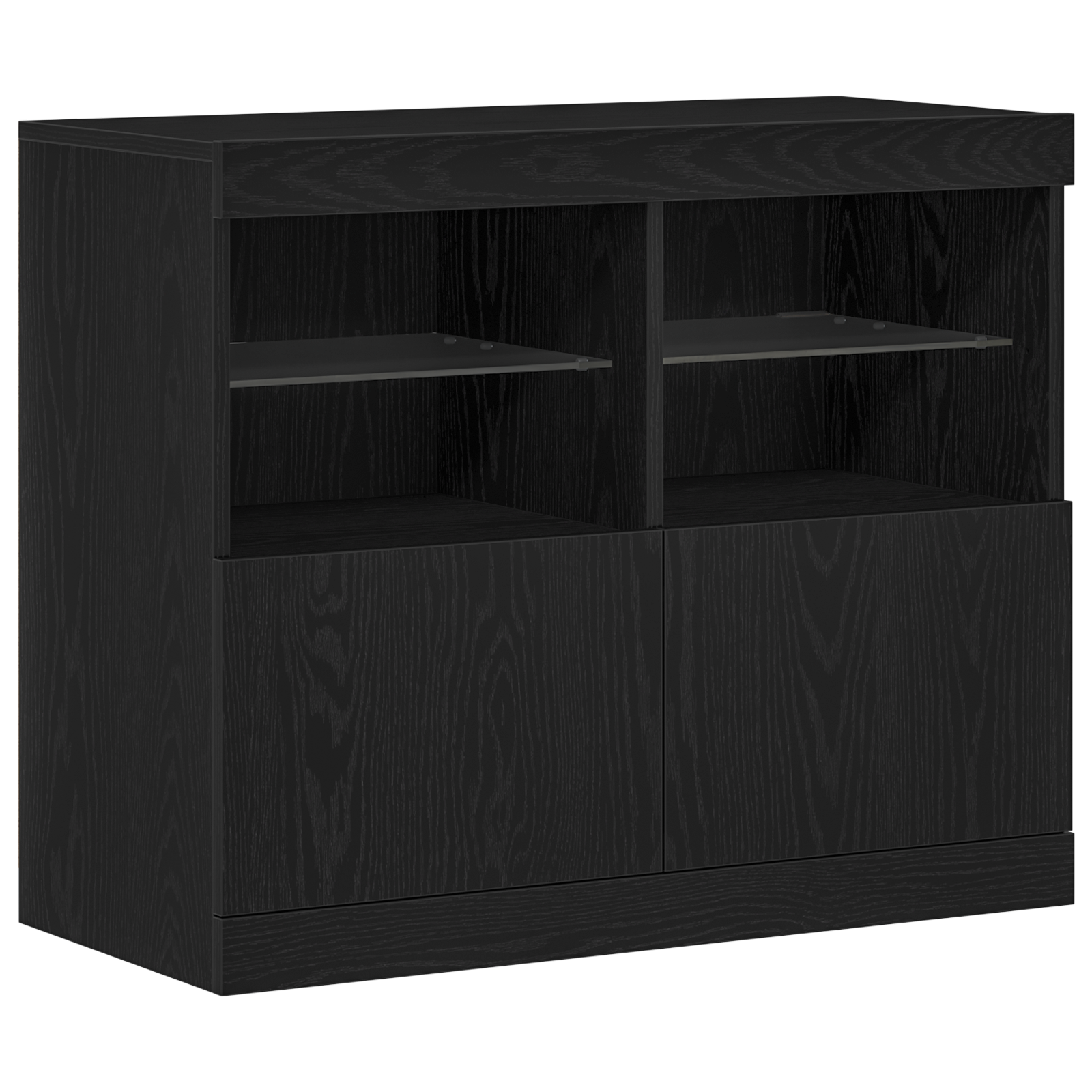 Conjunto 1 Aparador Led Vidaxl Preto Derivados De Madeira (81 X 37 X 66,5 Cm)