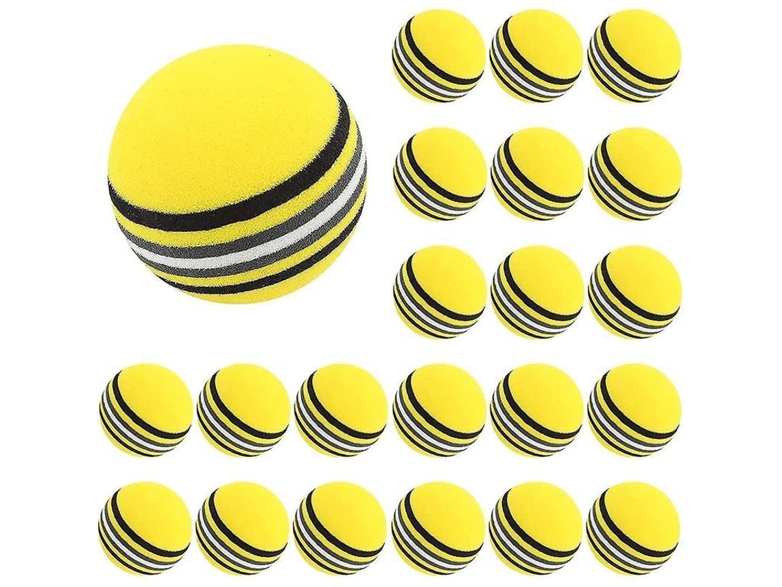 20 Bolas de Golfe de Espuma para Prática Bola de Treinamento Macia Amarela para Interior e Exterior
