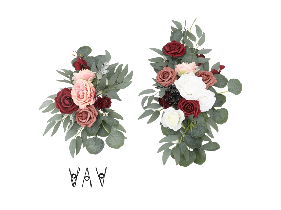 Flores Artificiais para Arco, Fileira de Flores para Porta, Flores Artificiais para Casamento AQUAFORGE