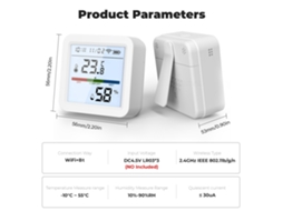 Yuru medidor de temperatura e umidade Tuya Wi-Fi BT com tela LCD e controle por app
