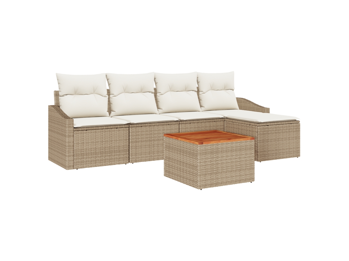 Conjunto 6 Conjunto Modular Vidaxl Bege Vime Pe (55 X 55 X 37 Cm)
