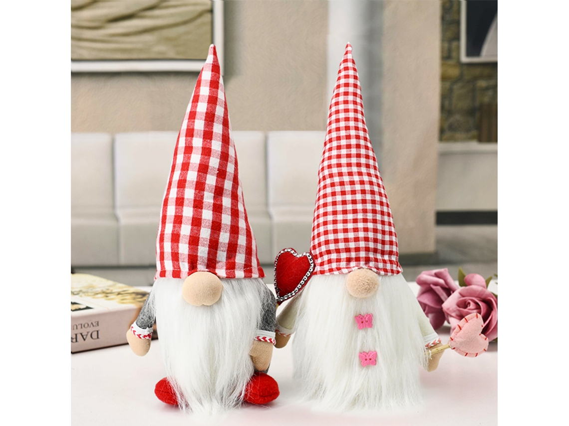 Boneco De Duende De Natal (conjunto De Dois Tons Rosa Em Forma De Coração) Eoocoo