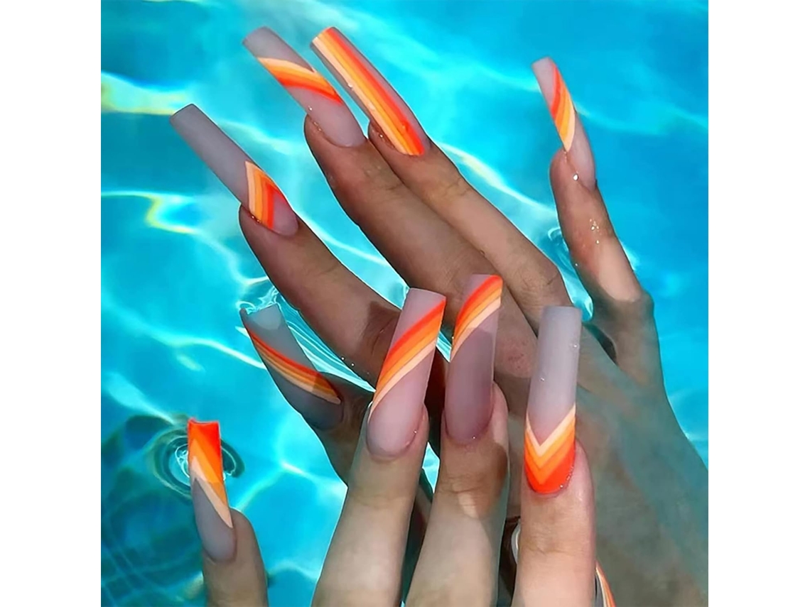 1 Peça de Tips para Unhas Modelo W057 com Linhas Vermelhas Geléia Incluída AURUM