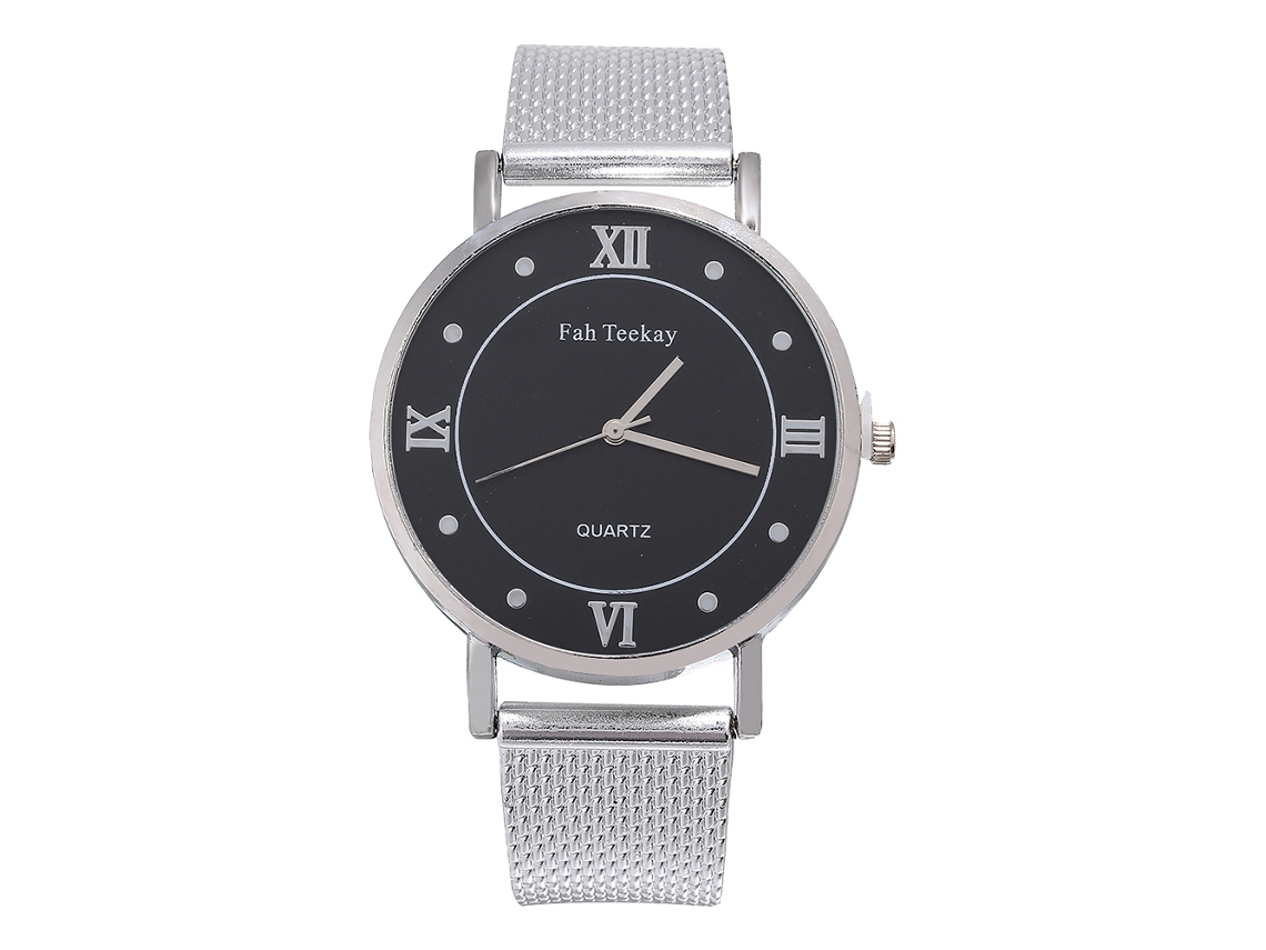 Relógio de Pulso Masculino Quartzo com Pulseira de Malha Mostrador Redondo Prata