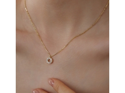 Colar em Prata Pura 925, Pequeno Anel Redondo de Luxo Leve, Brilhante e Simples para o Dia a Dia e Deslocamentos MDUG (dourado)
