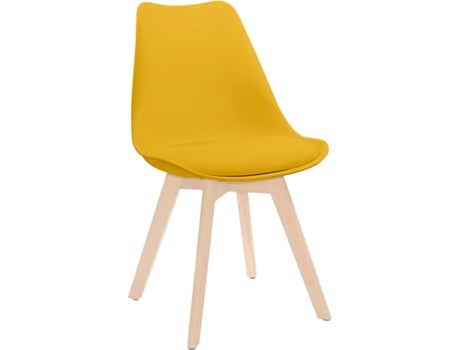Cadeira de Jantar THINIA HOME Nórdico Amarelo (Polipropileno, Espuma PU, Madeira de Faia - 48x55x83 cm)