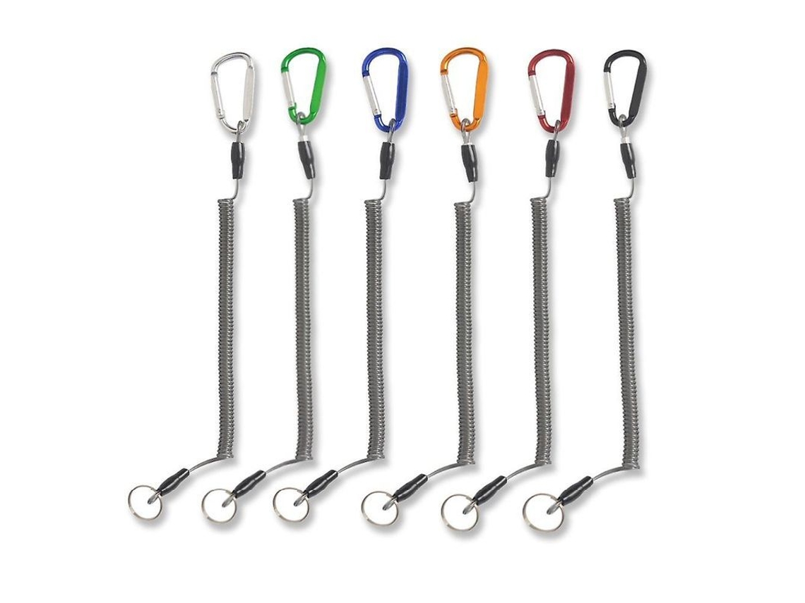 6 Cordões de Pesca Retráteis Fios Elásticos Carabiner Ferramentas