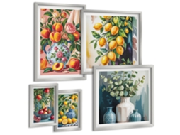 Composição De Quadros Paisagens Tranquilas De Verão, Boho Moldura Prateada Imagens Para Um Quarto Infantil Espelharte (conjunto De 5 Imagens)