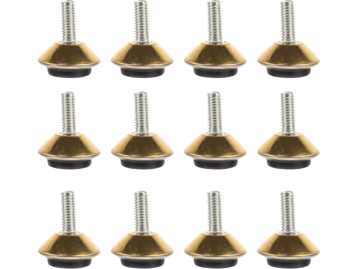Conjunto De 12-niveladores Móveis Ajustáveis Em Metal Dourado, Pés Niveladores Resistentes, Deslizadores Antiderrapantes