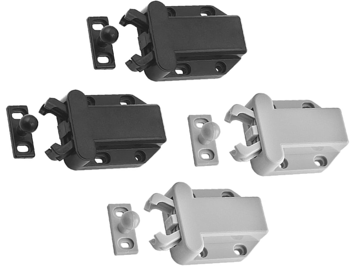 Hemobllo Conjunto De 4-travas Pressão Plástico Para Armários E Gavetas, Leves, Em Abs, Com Travamento Automático
