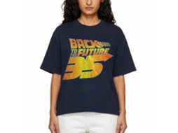 Rockinstone Back To The Future Movie 35th Distressed Navy Adult T-shirt Size:s