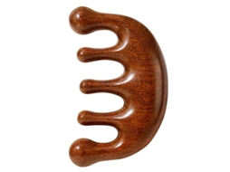 Pente Madeira - Escova Cabelo Redonda - Pente Massagem - Dentes Largos - Madeira - Castanho