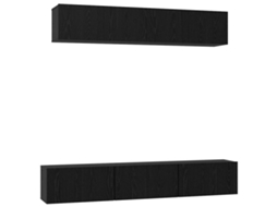 Conjunto Móvel TV MAISON EXCLUSIVE 6 Peças Carvalho Preto Madeira Processada