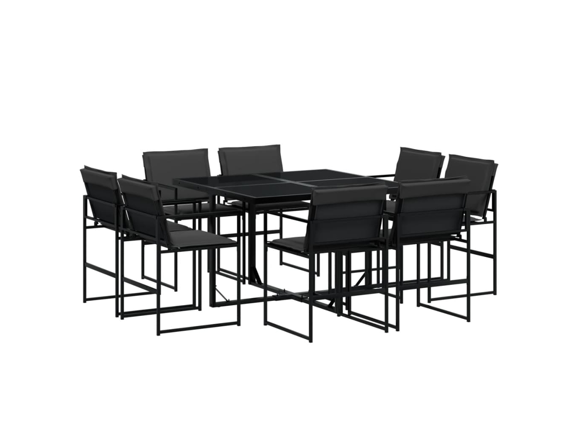 Maison Exclusive - 9 Pcs Conj. De Jantar Para Jardim C/ Almofadões Textilene Preto