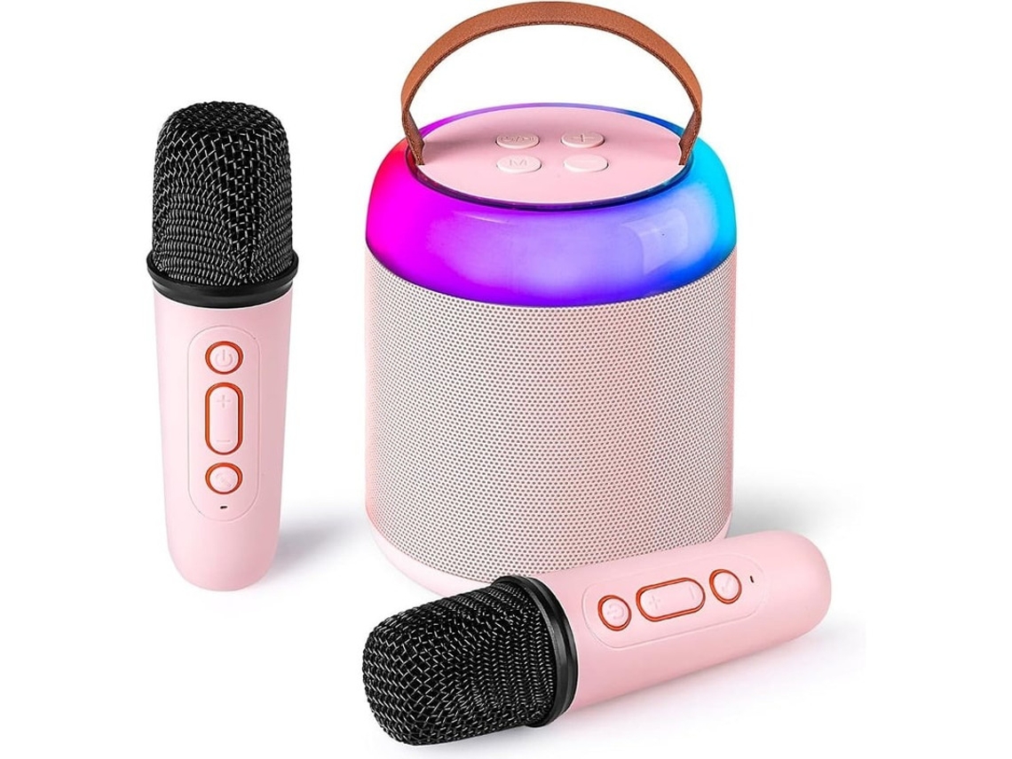 Mini Máquina De Karaokê Para Adultos E Crianças Alto Falante Bluetooth Portátil Com 2 Microfones Sem Fio E Luzes Led Para Festa Em Família Yizhood
