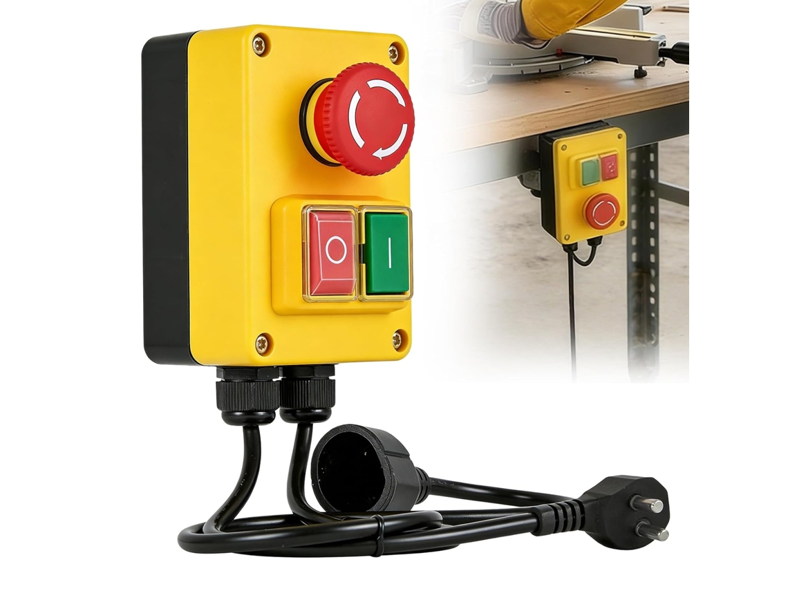 Single Phase On/off Switch 250v 16a Zero Volt Safety Switch With Socket Machine Switch With Large Red Indicator For Quick Off Mill