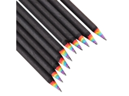 10X Lápis com Cores Do Arco-Íris Preto