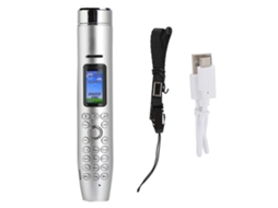 2026zentro-caneta Multifuncional Com Isqueiro, Lanterna E Celular Mini Dual Chip Dual Standby 0.96 Polegadas Prata