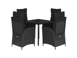 Garden Dining Set, Garden Dining Sets Vidaxl Preto Rattan / Vime (mesa Com 80 Cm De Comprimento)