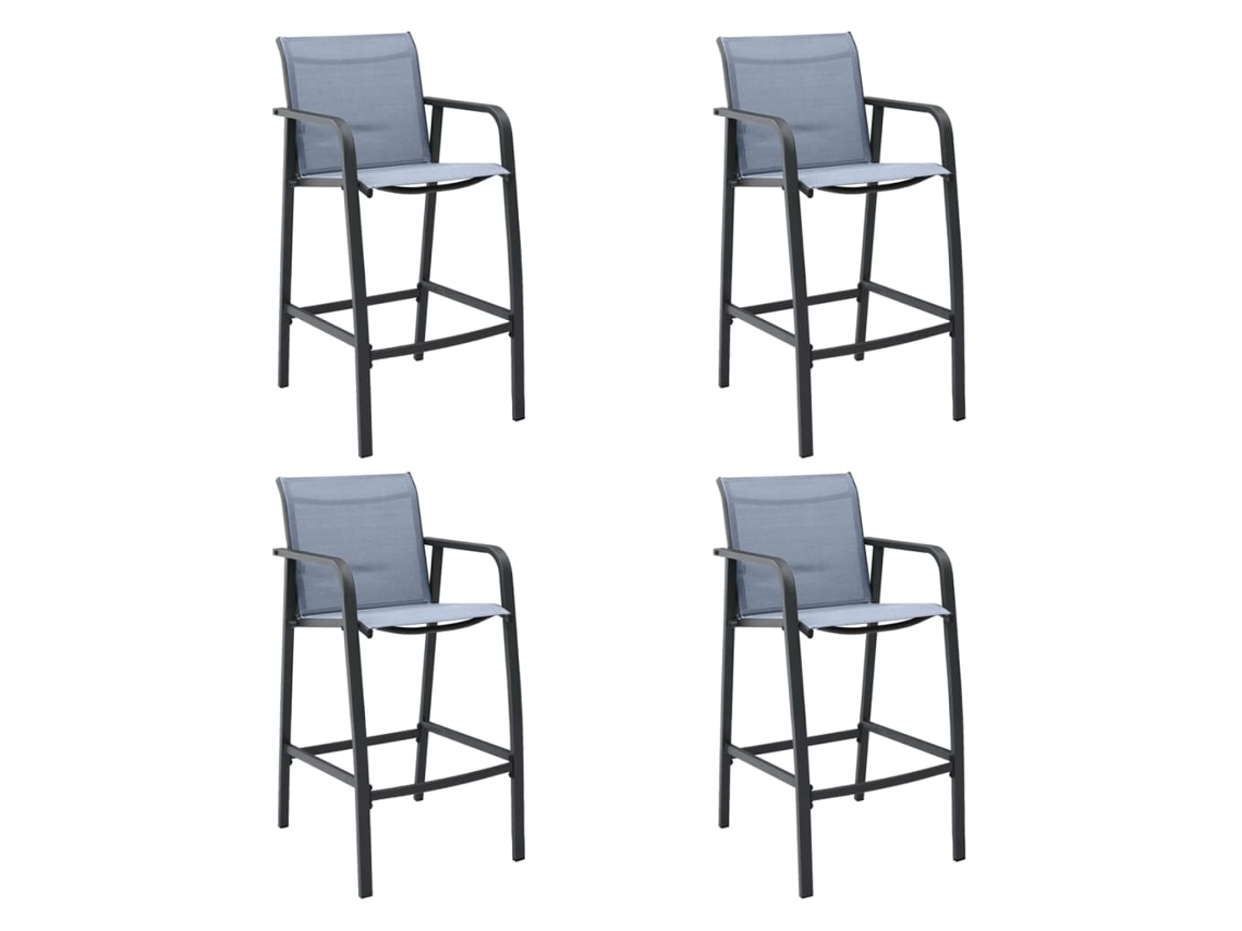 Cadeiras De Bar Para Jardim 4 Pcs Textilene Cinzento Dkd Home Decor