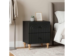 Vidaxl Armário De Cabeceira Com Gaveta 2 Pcs Preto 43 X 34,5 X 48 Cm