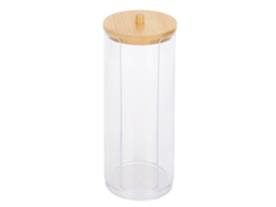 Ronjoe-garrafa De Tempero Transparente Com Tampa De Bambu Para Condimentos E Cotonetes