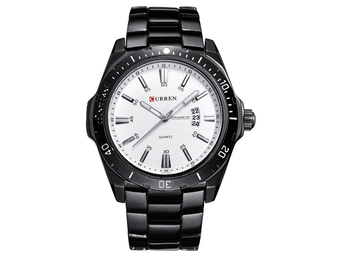 Relógio de Pulso Masculino de Aço Inoxidável com Calendário e Movimento Quartz