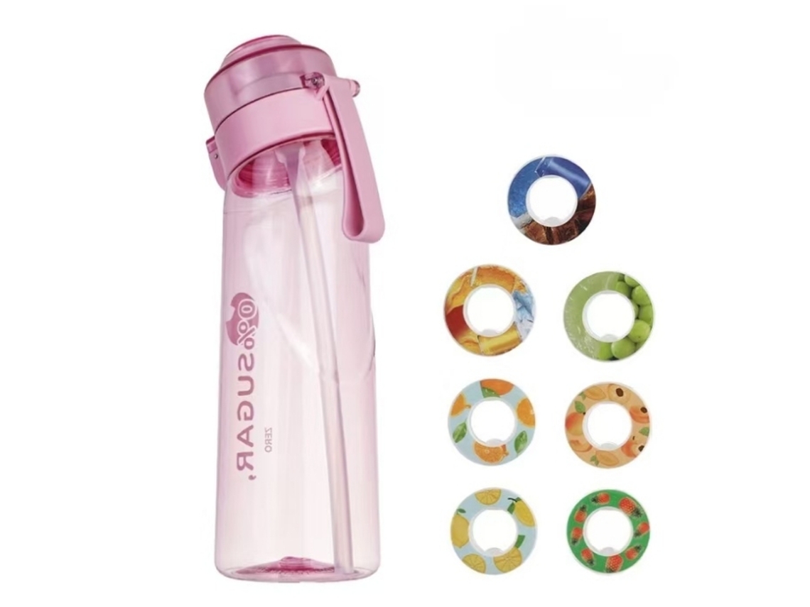 Garrafa de água perfumada com rosas de 650ml com 7 cápsulas aromáticas para camping e esportes - June Brilvibera