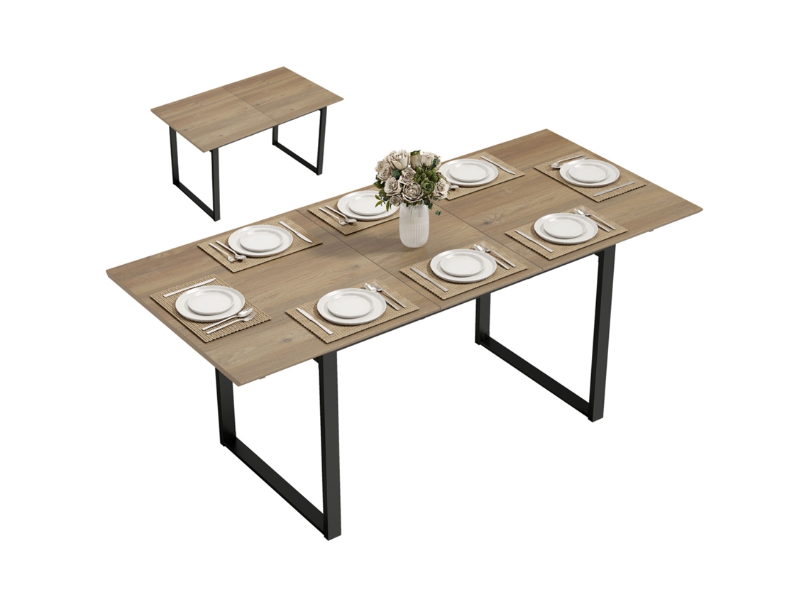 Mesa de jantar redonda, 6 a 8 pessoas, tampo redondo e dobrável, 180x80x75cm, BAGOLY SHOP