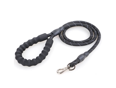Coleira de Cachorro para Animais Pequenos e Grandes Corda Redonda de 145 * 1 3 Cm de Nylon Reflexivo Preto ALLTHEMEN