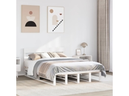 Vidaxl Cama Sem Colchão 120x200 Cm Madeira De Pinho Maciça Branco