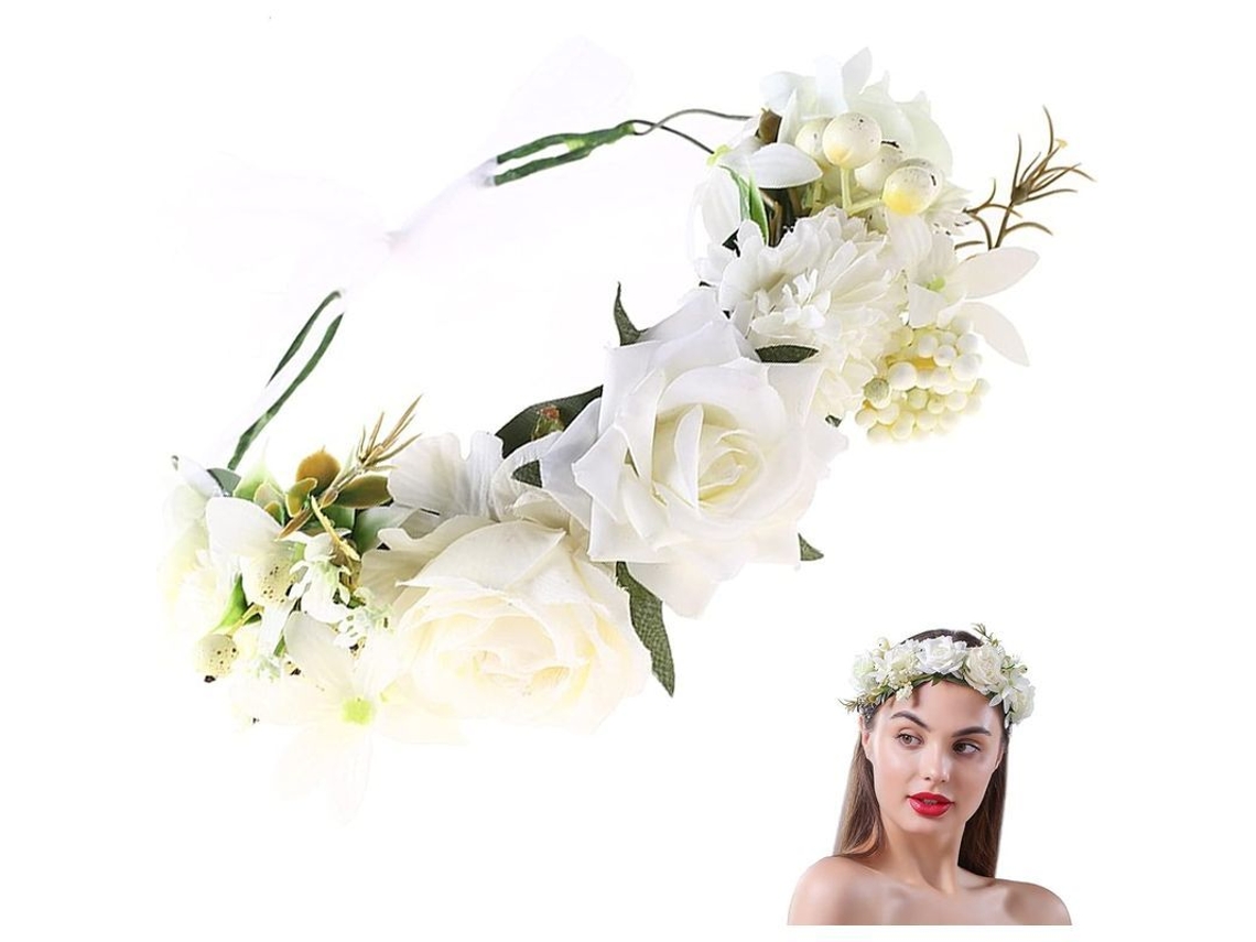 Corona De Flores Para Mujeres Arreglo Floral De Tela Ajustable Para Bodas Fiestas Fotografías Regalo