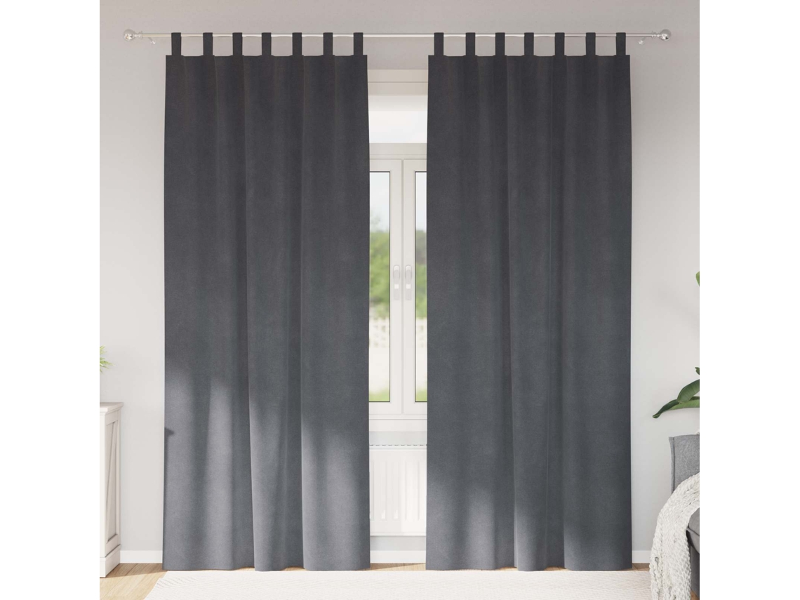 Vidaxl Cortinas Opacas 2 Unid. Cinzento-claro 140 X 225 Cm Veludo