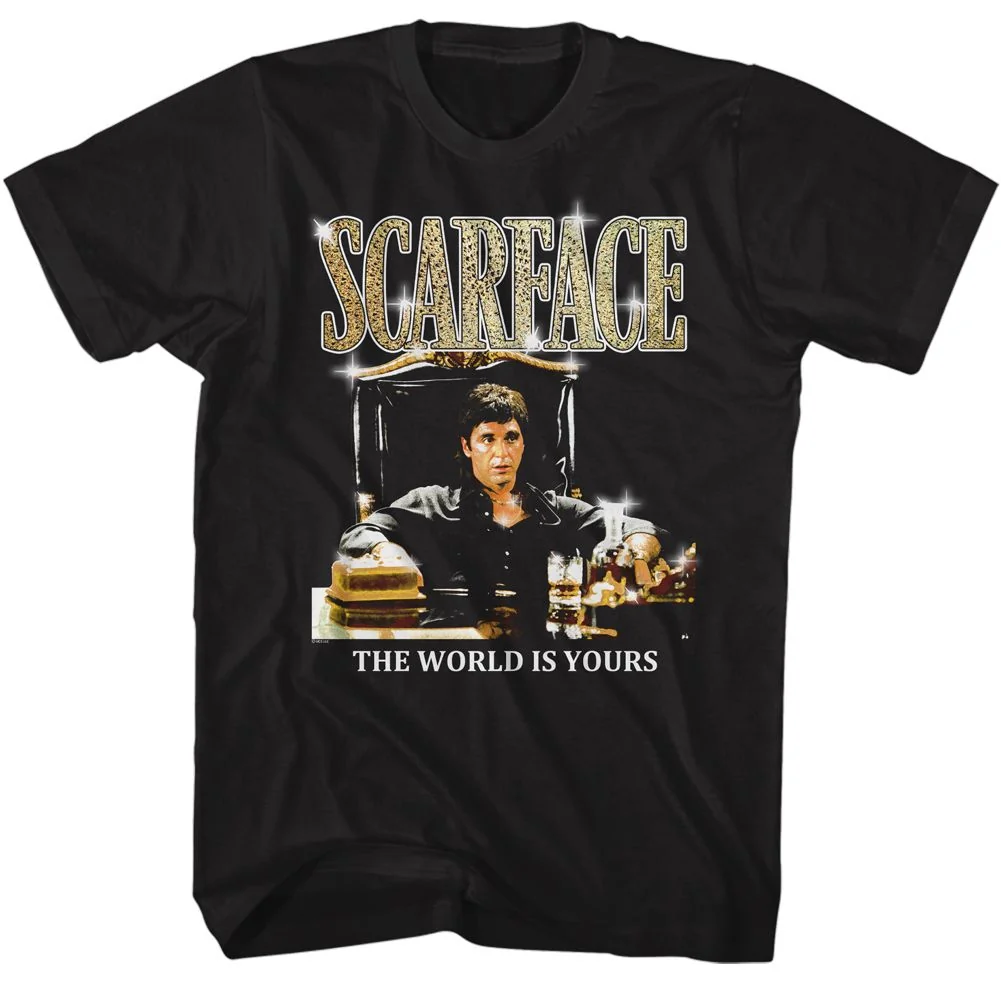 Rockinstone Scarface Movie Gold Logo Black Adult T-shirt Size:s