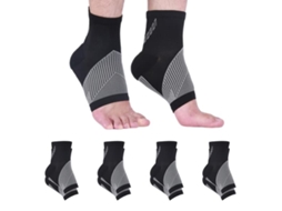 Conjunto 4 Meias Compressão Adulto Suporte Tornozelo Entorse Arco Pé Tendinite Aquiles Bege P