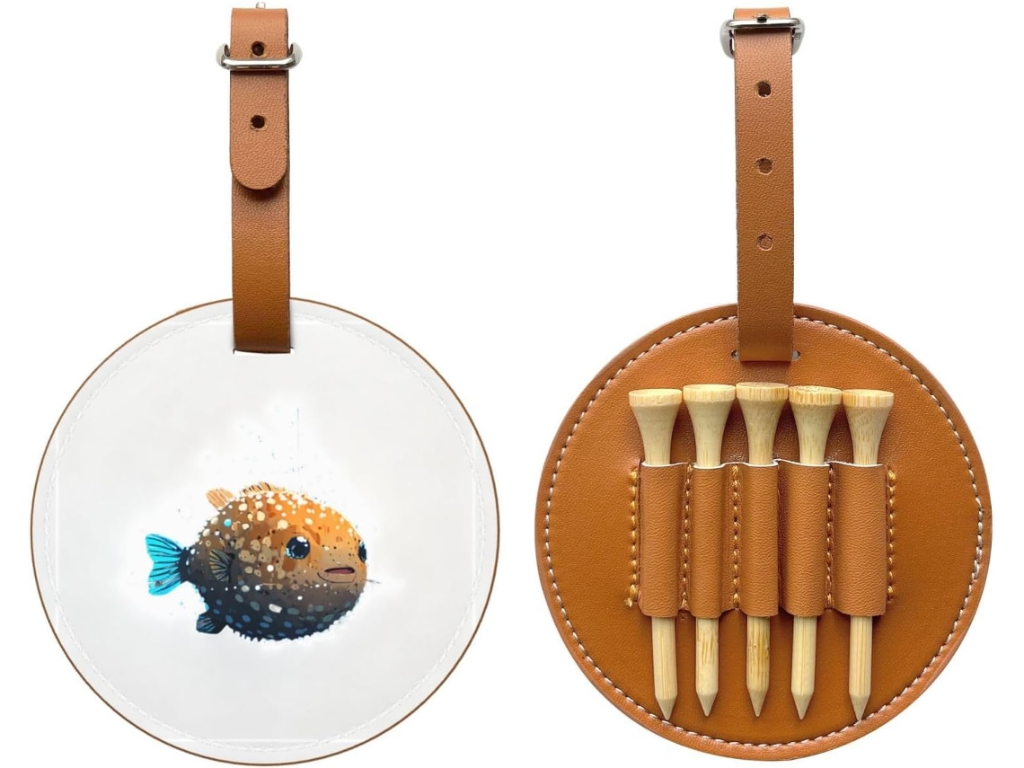 Bolsa para Tees de Golfe Pixel Pufferfish, preta | S/MARCA