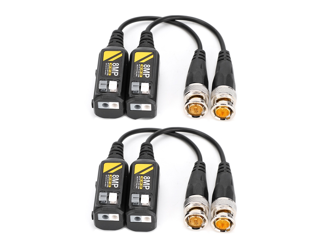 Transmissor De Par Trenzado Masculino 2 Pares Cabo Bnc 8mp Hd Cvi Ahd Tvi Cvbs