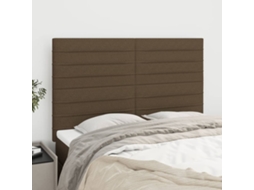 Vidaxl Cabeceira Castanho Escuro 144x5x118/128 Cm Tecido