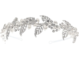 Tiara Feminina Prateada Com Strass E Decoração Floral - Acessório Elegante Para Casamentos, Festas E Muito Mais.