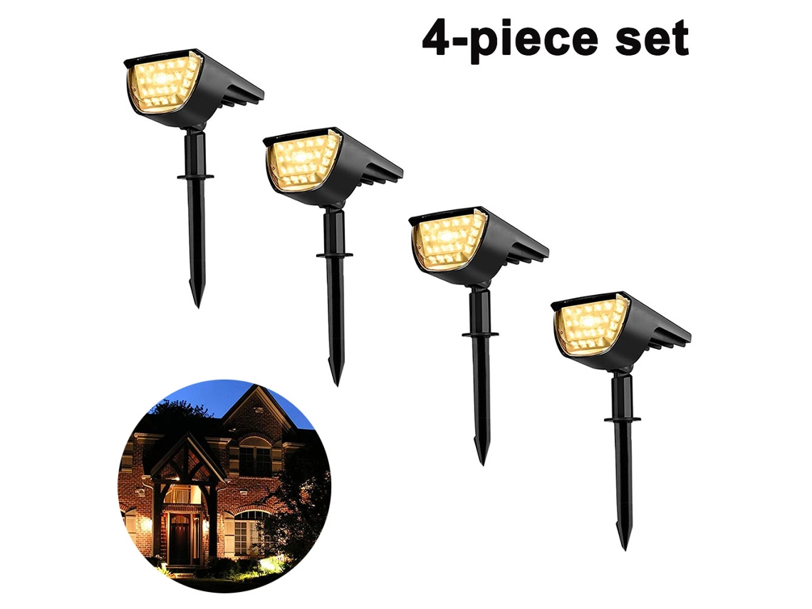 4 Pack Solar Landscape Spot Lights Outdoor 32 Led Ip65 Waterproof Wireless Lights For Garden Yard Driveway Walkway Pool Patio
