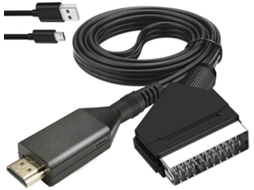 Adaptador SCART para HDMI – Conversor com cabo de alimentação – Full HD 1080p – Plug and Play