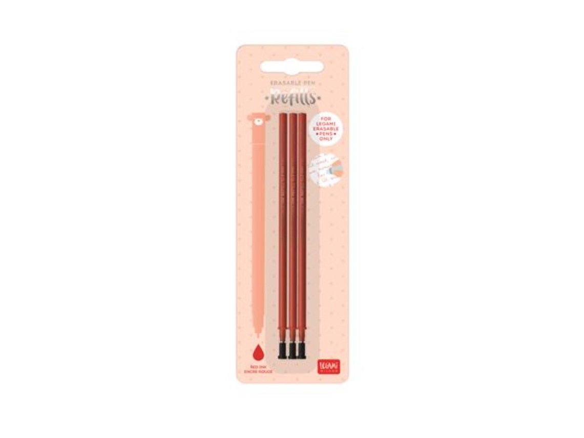 Recarga Para Caneta Que Apaga Legami Vermelho Set De 3 Unidades
