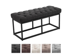 Banco Clp Amun Designer Em Tecido Com Base De Metal Preto Fosco, Estilo Chersterfield, 100 Cm / Cinza Escuro