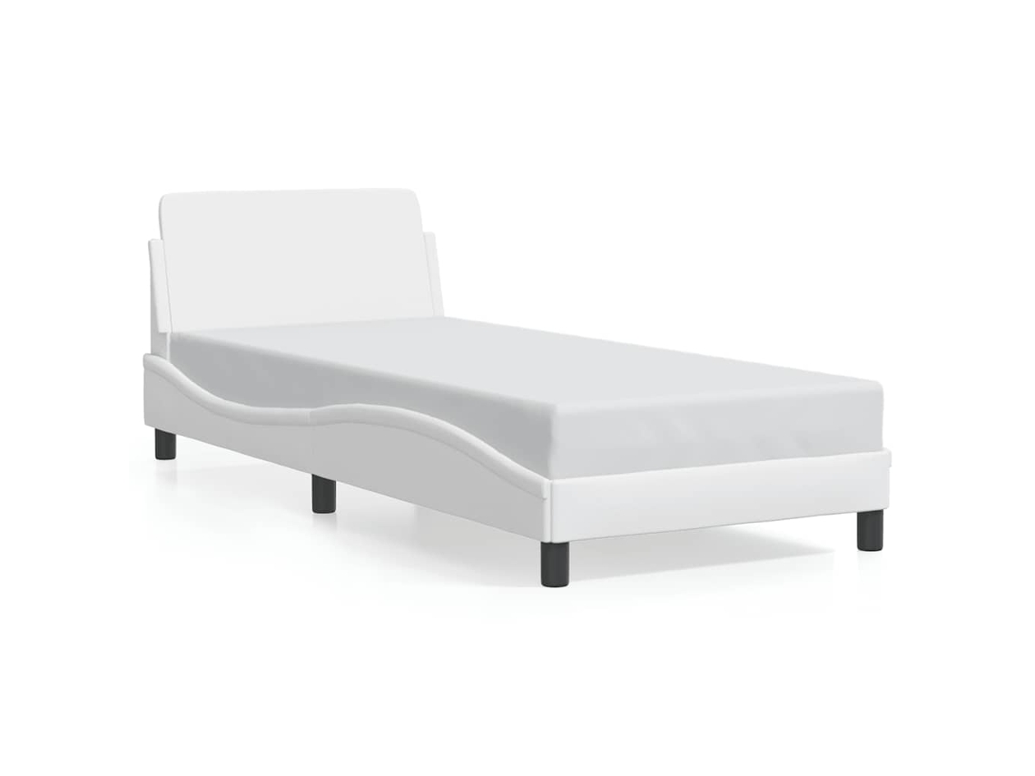 Vidaxl Estrutura De Cama Dover Couro Artificial 90x190cm Branco